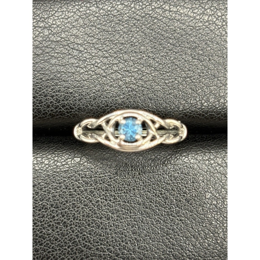 New Condition Sterling Silver Blue Topaz Ring Size 6.25 925 E20